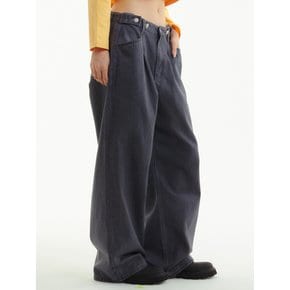 커스텀 원턱 와이드 피그먼트 팬츠 그레이_TUCK WIDE PIGMENT PANTS GRAY