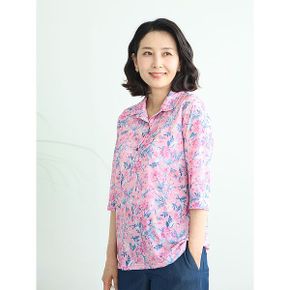 T57557 수채화 플라워 7부 카라셔츠 50대 엄마옷_P427197680