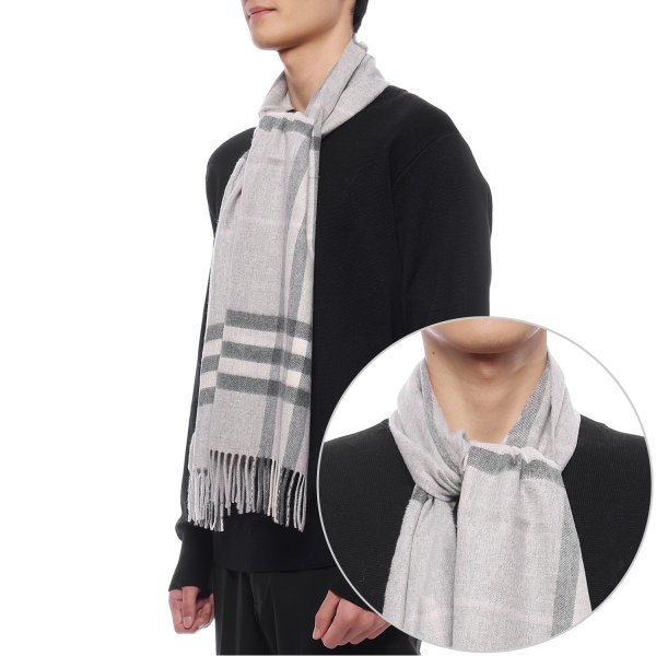 [부산점] 25FW 남성 체크 캐시미어 머플러 (8112637 MITTEN GREY M 25F)