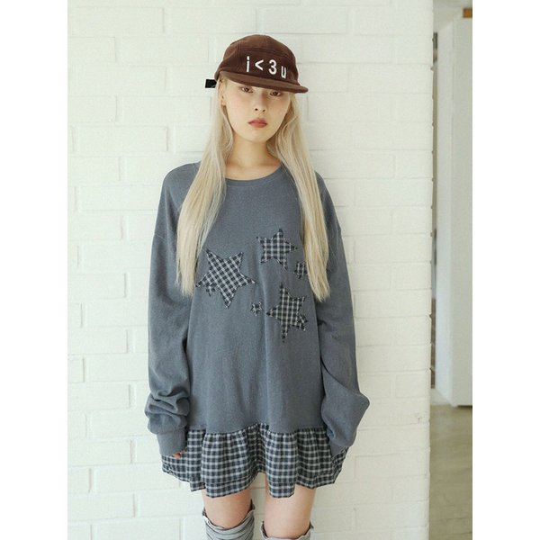 STAR FRILL LONGSLEEVED T-SHIRT(BLUE)