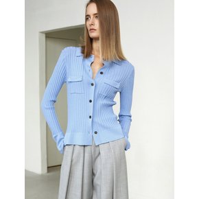 Pocket Point Rib Cardigan Sky Blue