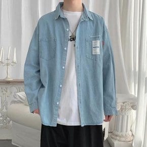 [모로엠] 남성 데일리 포켓 디자인 오버핏 데님 셔츠 DMS-SHA-Q3765483