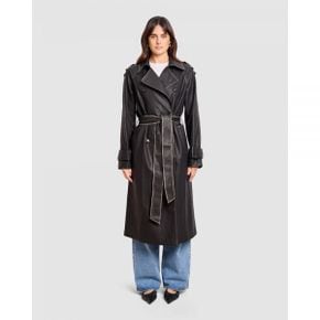 5019927 Chosen By Tuchuzy Vegan Leather Trench - Black