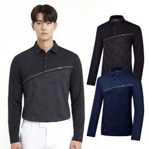 남성 스포티 사선 줄무늬 시원한 골프 긴팔 카라 티셔츠 BSC413TT6M_P416864773