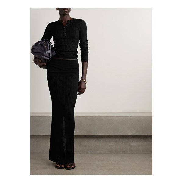 스킴스 시어 니트 폴드오버 롱 스커트 오닉스 블랙 46376663162921438