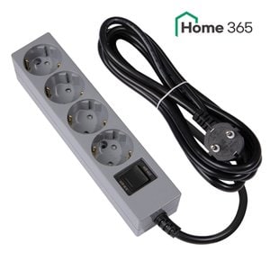 Home365 홈365 국산 과부하차단 멀티탭 4구 3m 그레이 블랙 / 16A 콘센트 멀티콘센트