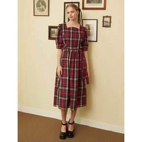 RED CHECK RIBBON DRESS