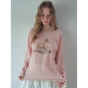 Linen Pony Fringe T-Shirt_Pink(OB6TP07)