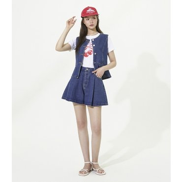 플라스틱아일랜드 [C]A라인 핀턱 데님 팬츠 (PR2DP561)