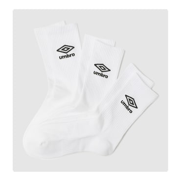 엄브로 남녀공용 올파일 에센셜 3PACK 크루 삭스 UQ123CSC11WHT
