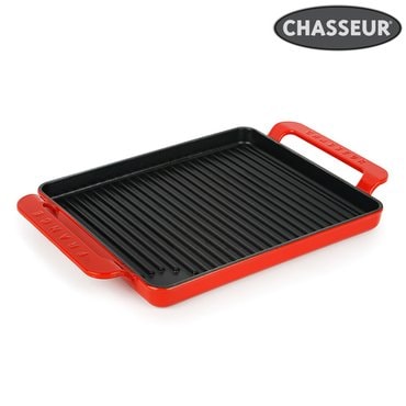 차세르 무쇠 주물 컬러 사각 그릴 26cm(루비)