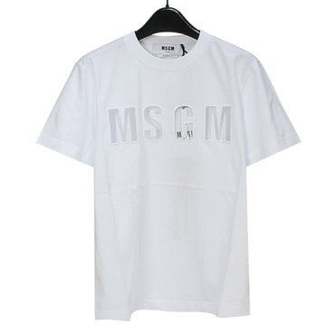 MSGM 여성 로고 시스루 반팔 티셔츠 3141MDM173 217798 01 OPTICAL WHITE [MGC068wh]