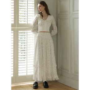 Cest_Floral lace a-line skirt