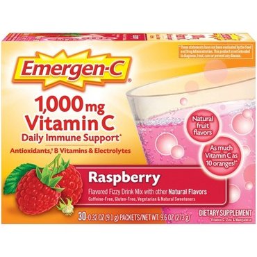 보드엠 Emergen-C 비타민 C 건강 보조 식품 음료 믹스 - 라즈베리 - 30ct, 이머전-C 건강식품