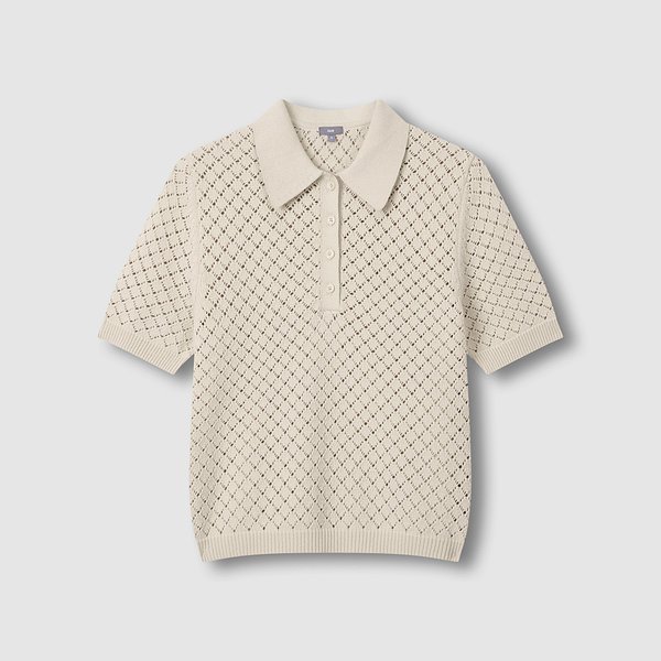 여 크로쉐 카라 반팔 니트 J116202733005