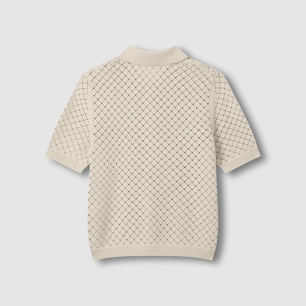 여 크로쉐 카라 반팔 니트 J116202733005