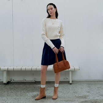 로라로라 COTTON MIDI SKIRT NAVY