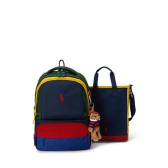 폴로 랄프 로렌 폴로 키즈 남아 8-18세 컬러블록 백팩 앤 슈즈 백 세트(CWPOACCY9P20119410)
