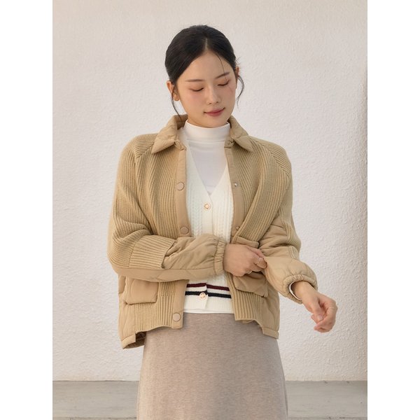 mllw  스트레쳐 스웨터 니트 퀼팅 패딩 점퍼