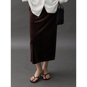 VES VELVET SKIRT - BROWN