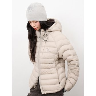 유젠 EUG 라이트 쉘 후디드 경량 다운 자켓_오트밀