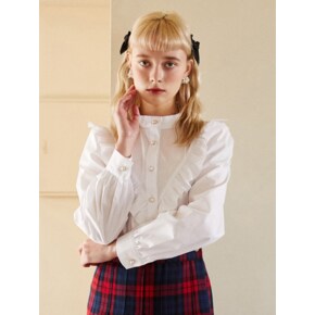 WH HIGH NECK FRILL BLOUSE