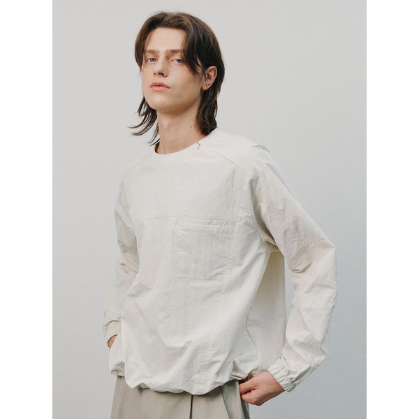 NYLON CREW NECK SWEAT SHIRT_IVORY