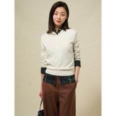 코튼 혼방 하이넥 풀오버  아이보리 (BF5251C060)