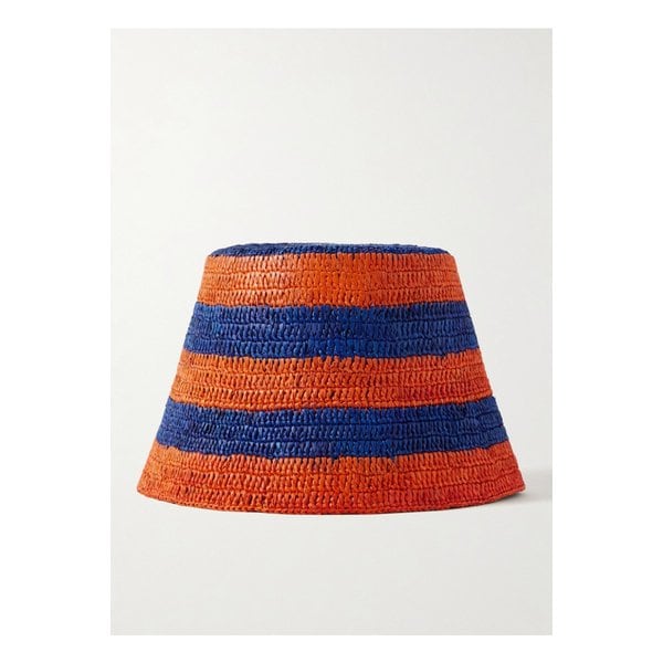 스트라이프 라피아 버킷 햇 오렌지 46376663162844894