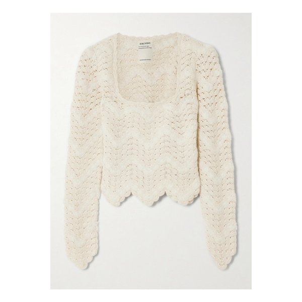 에스코비도 브리사 스캘럽 크로셰 알파카 탑 아이보리 1647597353899888