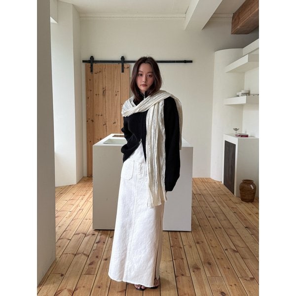 [2th reorder]출고예정일 04/02 프린지 데님 롱 스커트