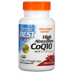 [해외직구] Doctor`s Best 닥터스베스트 하이 앱소프션 코큐텐 바이오페린 100mg 120베지캡슐 High Absorption CoQ10 with BioPerine 100mg