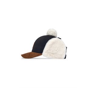 (공식)25FW 베이직 배색 멜톤 폼폼 귀달이캡 NY (Black)