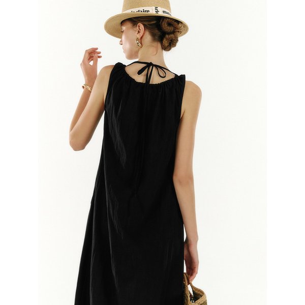 넥 셔링 슬리브리스 원피스(MOFBOP08MBK)