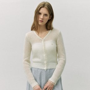 MOHAIR BLENDED ORGANZA FRILL CARDIGAN CREAM