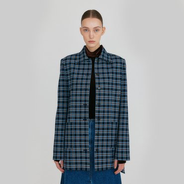 EENK ZILVIN Shirt Jacket - Navy/Sky Blue Multi