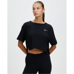 4182182 Nike Ribbed Jersey Short Sleeve Top - Black  White