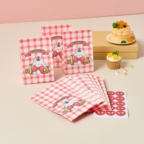 FOR YOU 체크 종이봉투 + 스티커 세트