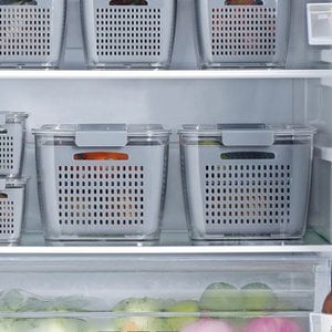 1200m 2개세트 4.5L 채반 과일 야채세척 냉장고 보관용기