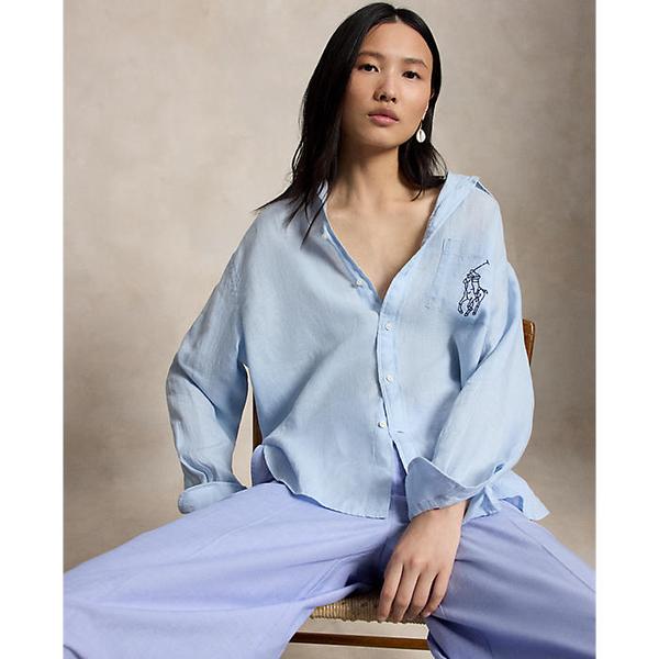 여성 오버사이즈핏 빅 포니 리넨 셔츠(WMPOSHTNDO21186400)