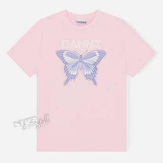 가니 반팔 티셔츠 LIGHT LILAC T3357 GANNI LIGHT JERSEY SMILEY RELAXED T-SHIRT