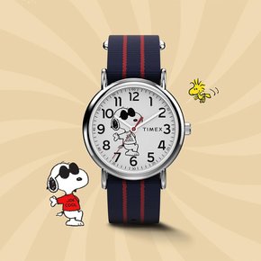 피너츠 위켄더 스누피 조쿨 패브릭 스트랩 시계 38mm