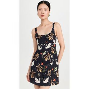 4958656 KITRI Connie Black Cygnus and Lyra Print Mini Dress