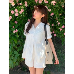 MERLINE DOUBLE COLLAR SHORT SHIRT (LACE WHITE)