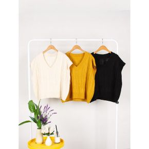 루루V 브이넥 니트 조끼_P375542197