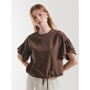 SHIRRING STRAP BLOUSE BROWN