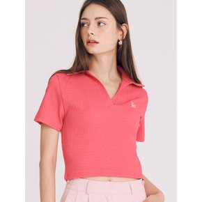 [프라이하잇] VNECK OPEN COLLAR TOP(PINK)