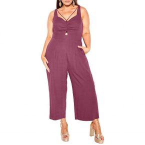 4784192 City Chic Paradise Cutout Cotton  Linen Jumpsuit