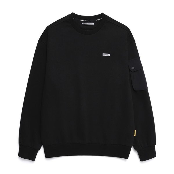 [여주점] N251USW100 NRN 소매포켓 세미오버핏 맨투맨 CARBON BLACK