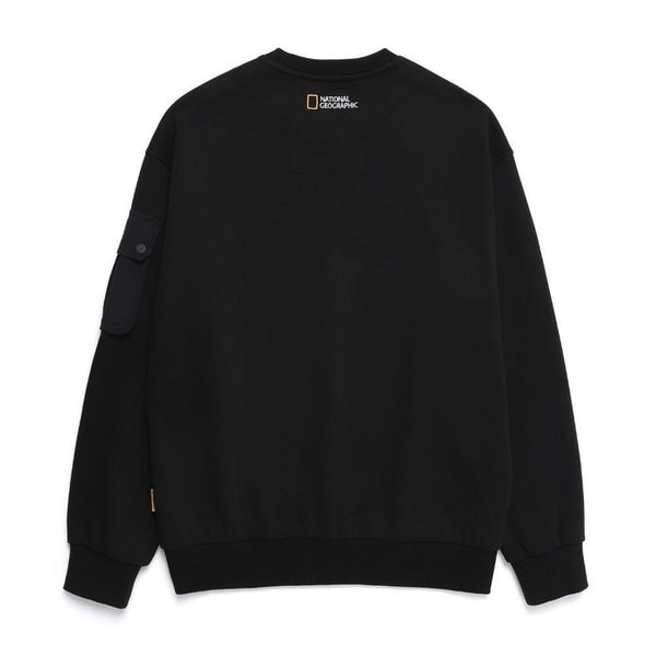 [여주점] N251USW100 NRN 소매포켓 세미오버핏 맨투맨 CARBON BLACK